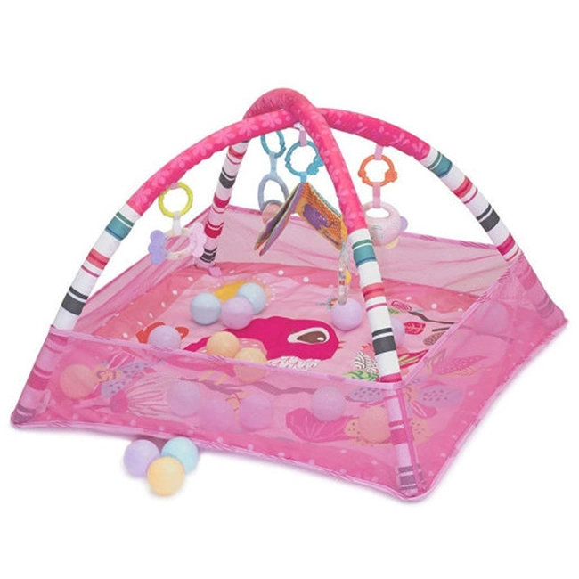 Baby Girl Pink Sleeping Toddler Playmat Fitness Rack Activity Gym Include 18 Balls Foldable Play Baby Mat