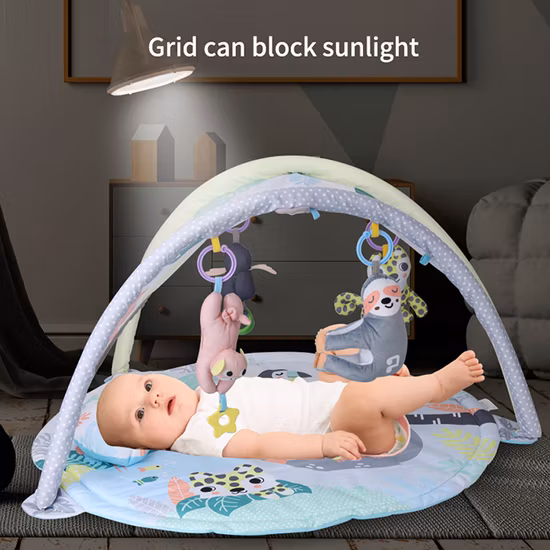 Toddlers Activity Play Gym Mat Early Educational Toy Music and Light Function Soft Baby Gym with 20 Sea Balls Baby Play Mats